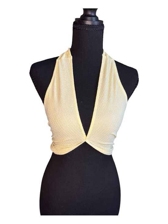 Cider Tops - Cider Butter Yellow Halter Twist-Front Crop Top